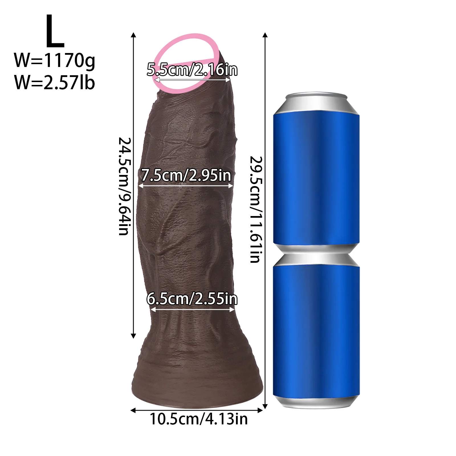 Dark Brown Realistic Silicone Dildo — Large