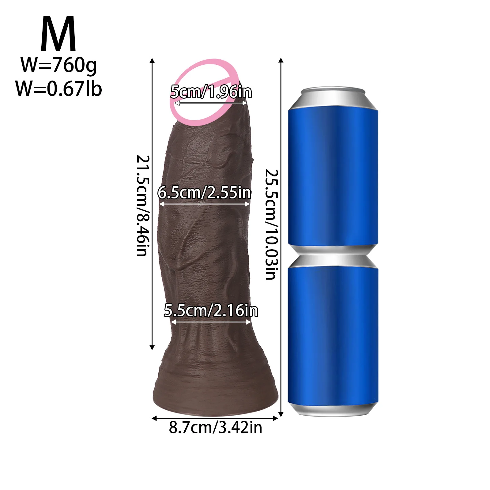 Dark Brown Realistic Silicone Dildo — Large